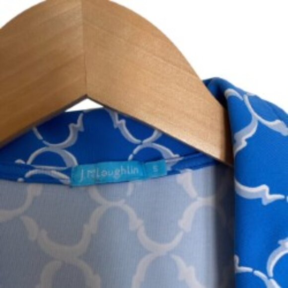 J. McLaughlin Blue & White Sleeveless Wrap Dress Small - Picture 3 of 5